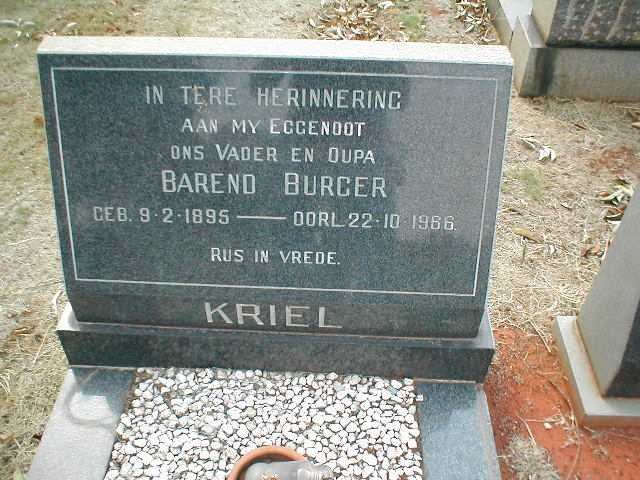 KRIEL Barend Burger 1895-1966