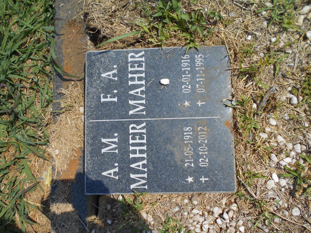 MAHER F.A. 1916-1995 :: MAHER A.M. 1918-2012