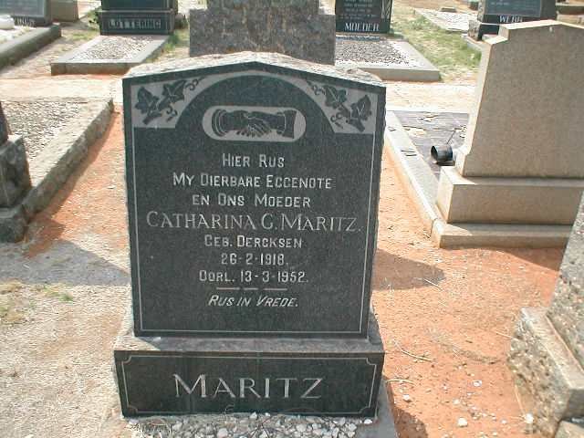MARITZ Catharina G. nee DERCKSEN 1918-1952