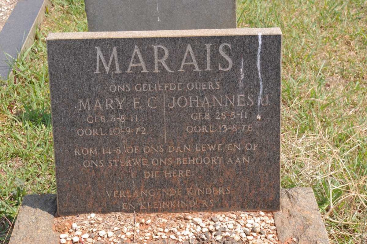 MARAIS Johannes J. 1911-1976 &amp; Mary E.C. 1911-1972