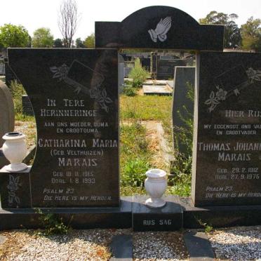MARAIS Thomas Johannes 1912-1975 &amp; Catharina Maria VELTHUIZEN 1915-1993