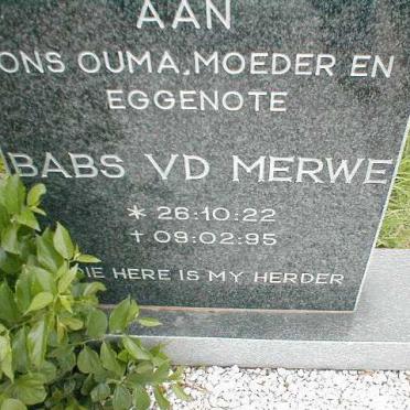 MERWE Babs, v.d. 1922-1995