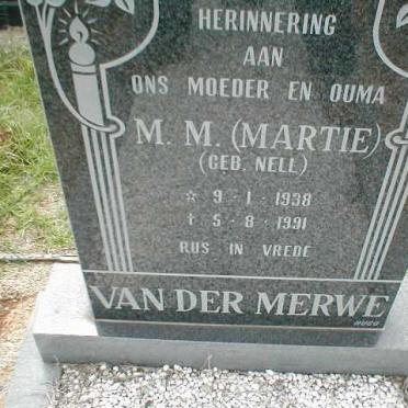 MERWE M.M., van der nee NELL 1938-1991