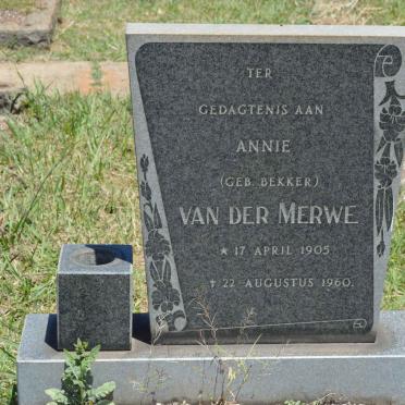 MERWE Annie, van der nee BEKKER 1905-1960