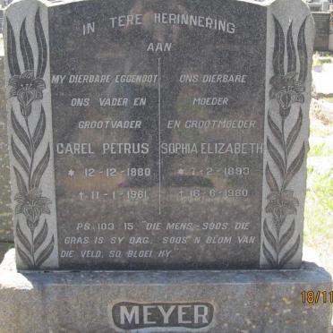 MEYER Carel Petrus 1880-1961 &amp; Sophia Elizabeth 1890-1980
