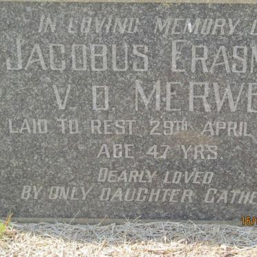 MERWE Jacobus Erasmus, v.d. -1952
