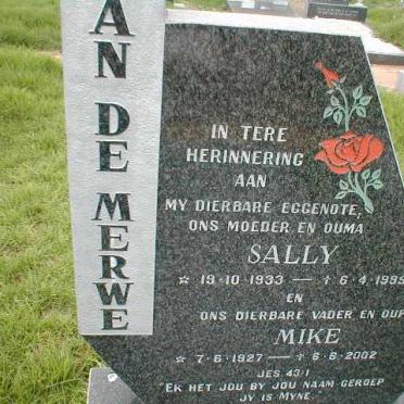 MERWE Mike, van de 1927-2002 &amp; Sally 1933-1995