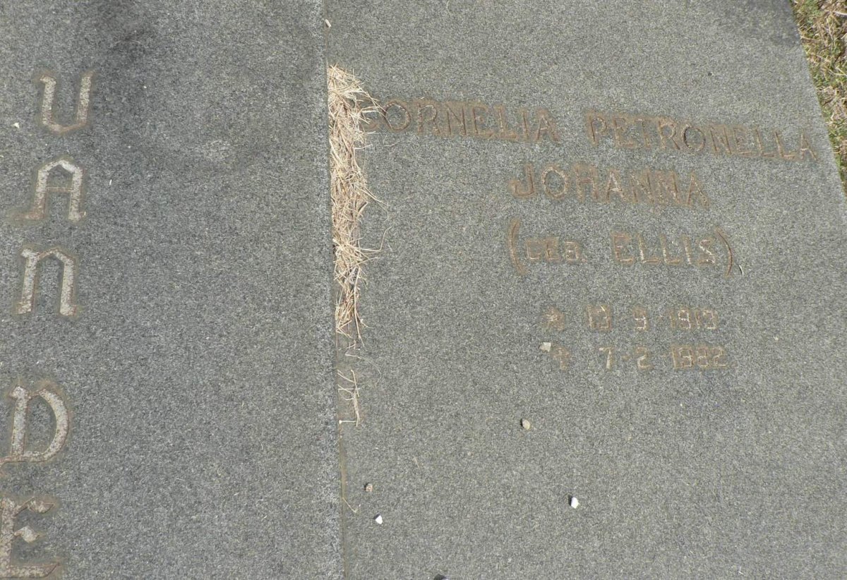 MERWE Jan Mattheus Christiaan, van 1912-1985 &amp; Cornelia Petronella Johanna ELLIS 1913-1982