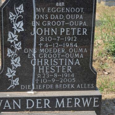 MERWE John Peter, van der 1912-1984 &amp; Christina Hester 1914-2005
