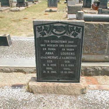 MERWE Lourens, J. v.d. 1888-1942 &amp; Anna 1890-1965