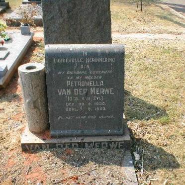 MERWE Petronella, van der nee VAN ZYL 1930-1953
