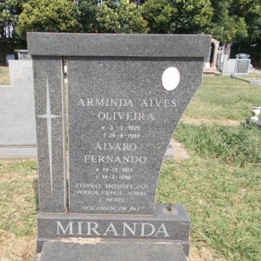 MIRANDA Alvaro Fernando 1913-1990 &amp; Arminda Alves Oliveira 1925-1989