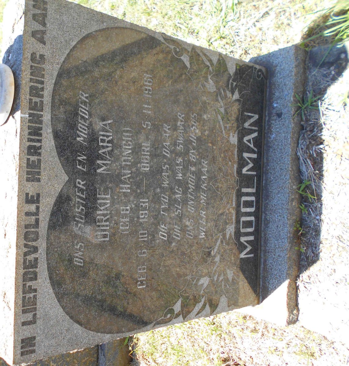 MOOLMAN Dirkie Maria nee HATTINGH 1931-1961
