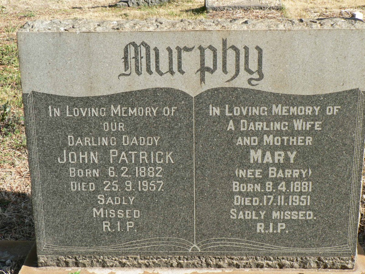 MURPHY John Patrick 1882-1957 &amp; Mary BARRY 1881-1951