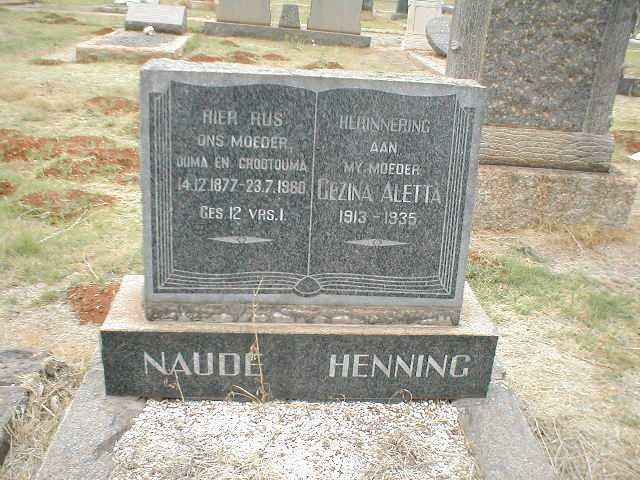 NAUDÉ ? 1877-1960 :: HENNING Gezina Aletta 1913-1935