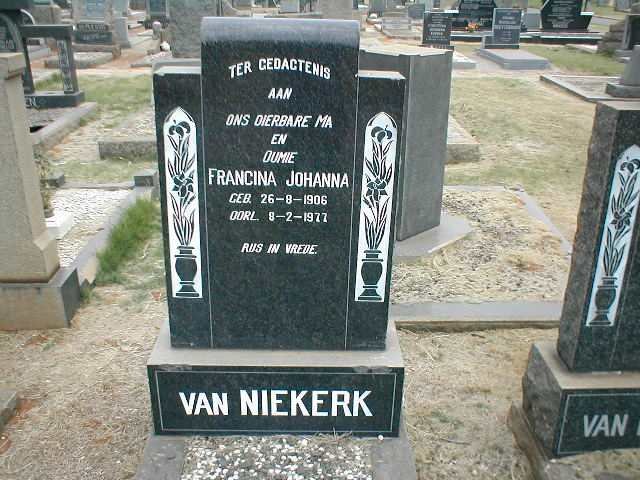 NIEKERK Francina Johanna, van 1906-1977