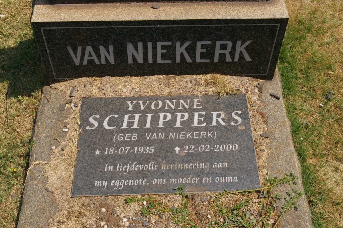 SCHIPPERS Yvonne nee VAN NIEKERK 1935-2000