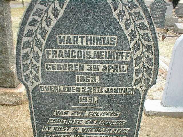 NEUHOFF Marthinus Francois 1863-1931