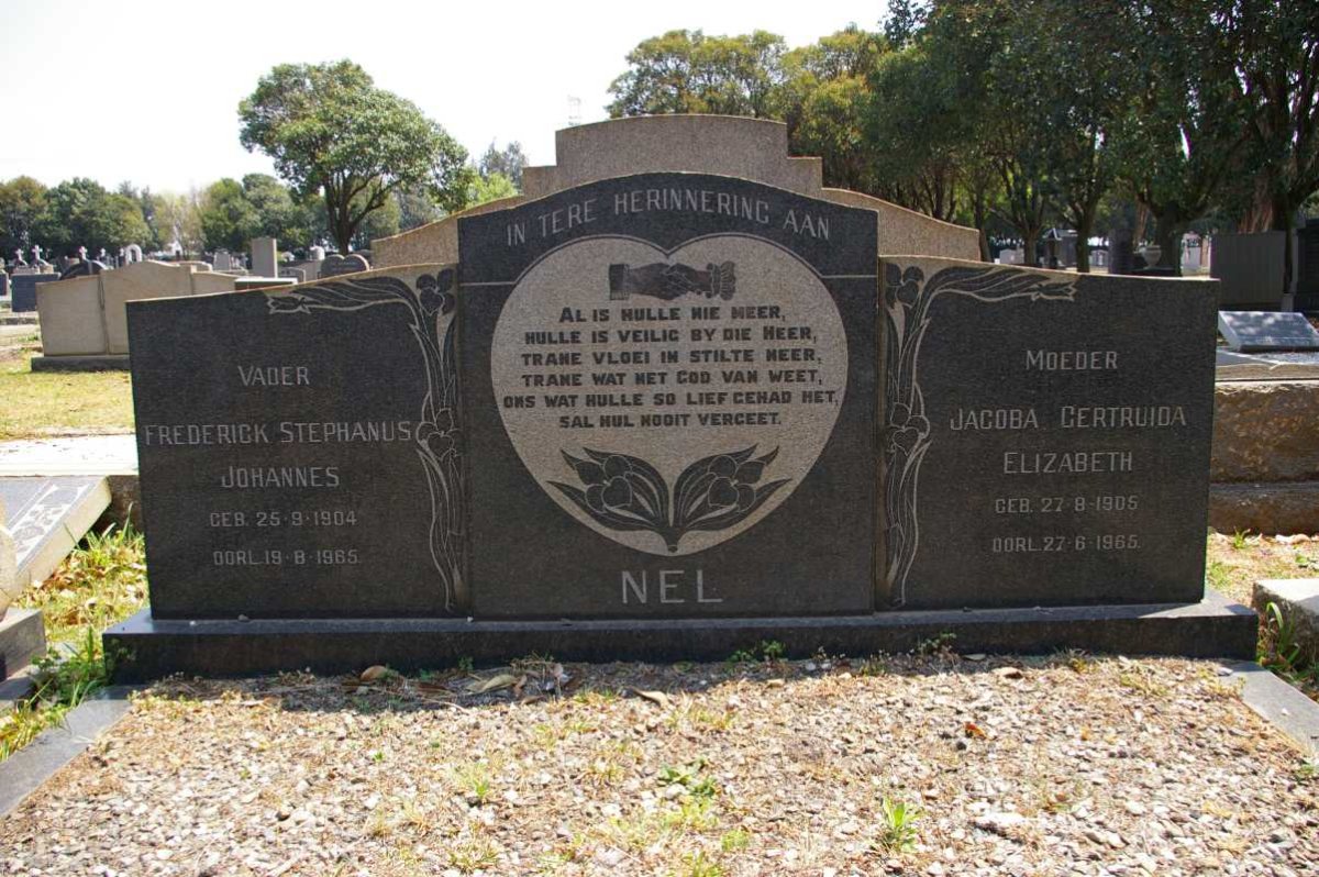NEL Frederick Stephanus Johannes 1904-1965 &amp; Jacoba Gertruida Elizabeth 1905-1965