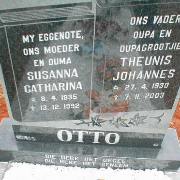 OTTO Theunis Johannes 1930-2003 &amp; Susanna Catharina 1935-1992