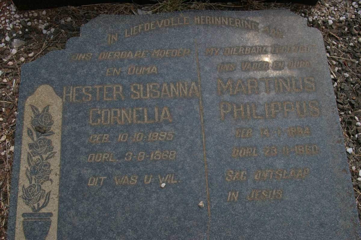 OBERHOLSTER Martinus Philippus 1894-1960 &amp; Hester Susanna Cornelia 1895-1968