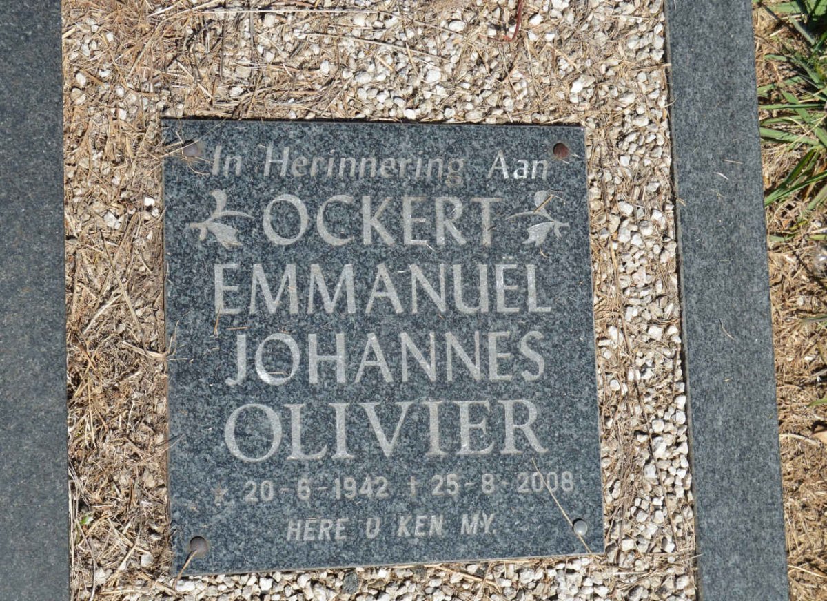 OLIVIER F.S. 1918-1975 &amp; Henrietta 1918-1999 :: OLIVIER Ockert Emmanuel Johannes 1942-2008