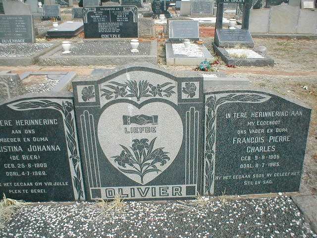 OLIVIER Francois Pierre Charles 1905-1965 &amp; Christina Johanna DE BEER 1909-1968