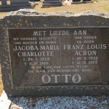 OTTO Franz Louis Acron 1932-2005 &amp; Jacoba Maria Charlotte 1925-1989