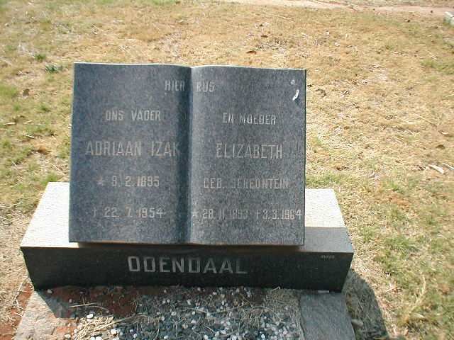 ODENDAAL Adriaan Izak 1895-1954 &amp; Elizabeth SERFONTEIN 1893-1964
