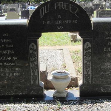 PREEZ Coenraad Frederik, du 1899-1963 &amp; Martha Catharina MAASBERG 1909-1989