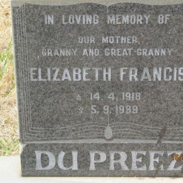 PREEZ Elizabeth Francis, du 1918-1989