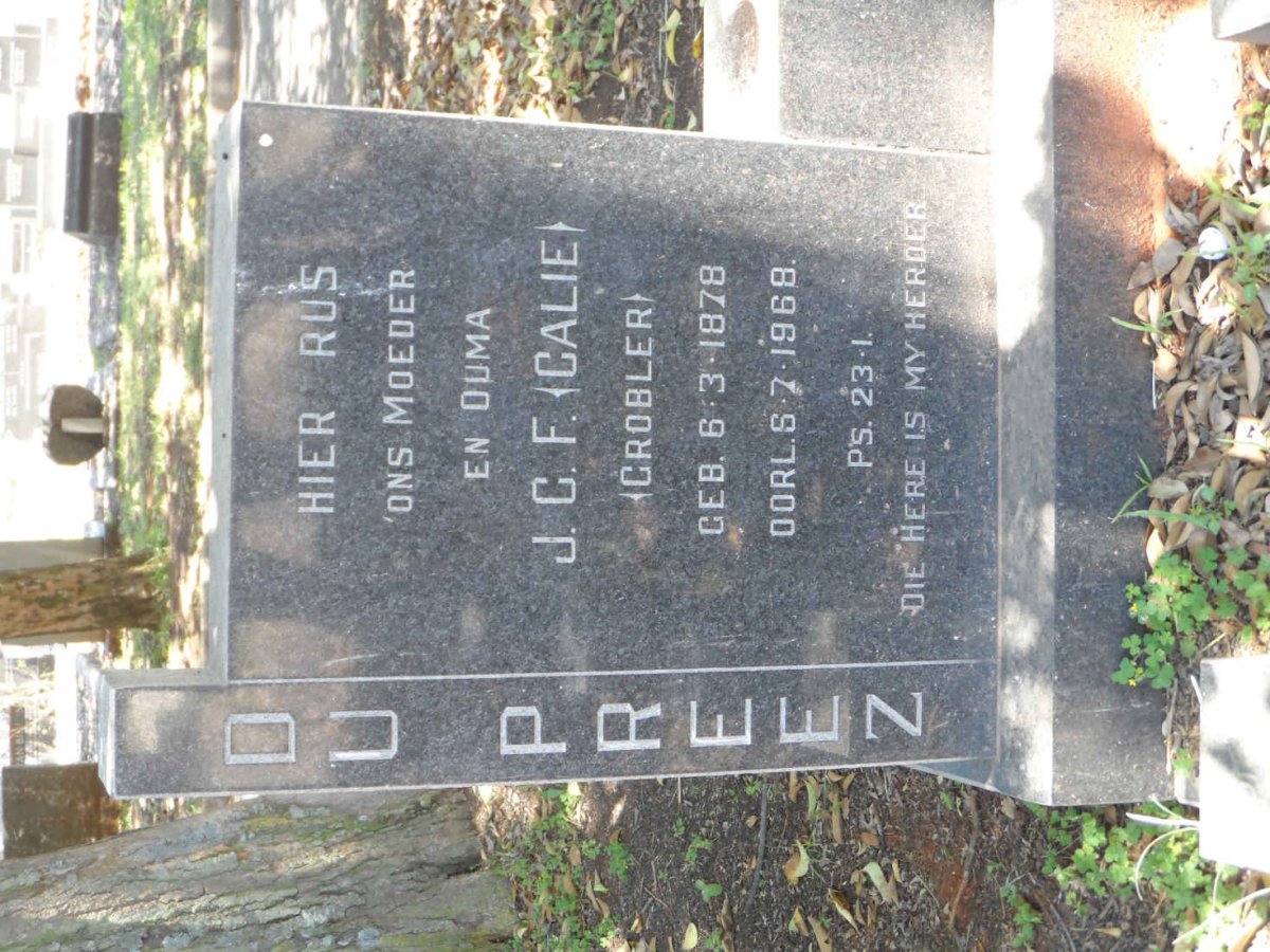 PREEZ J.C.F., du nee GROBLER 1878-1968