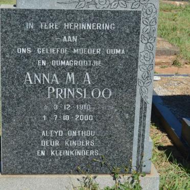 PRINSLOO Anna M.A. 1910-2000