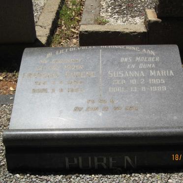 PUREN Francois Eugene 1893-1963 &amp;  Susanna Maria 1905-1999
