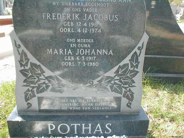 POTHAS Frederik Jacobus 1911-1974 &amp; Maria Johanna 1917-1980