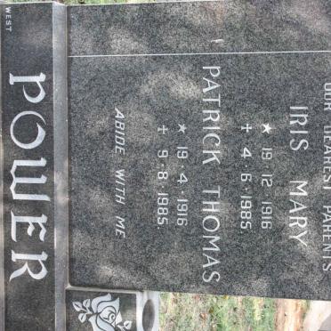 POWER Patrick Thomas 1916-1985 &amp; Iris Mary 1916-1985