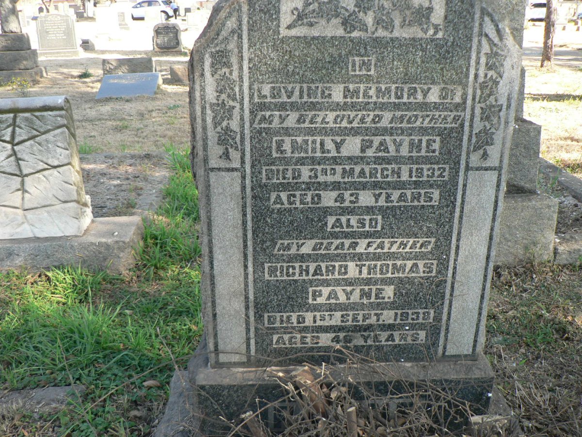 PAYNE Richard Thomas -1938 &amp; Emily -1932