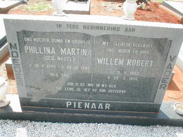 PIENAAR Willem Robert 1903-1976 &amp; Phillina Martina NAGEL 1904-1990