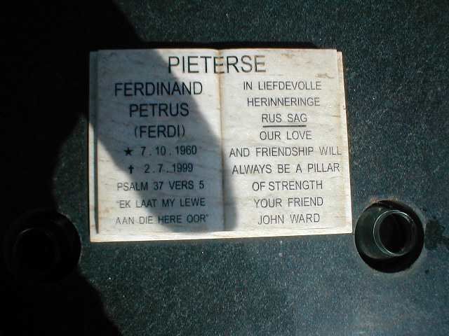 PIETERSE Ferdinand Petrus 1960-1999