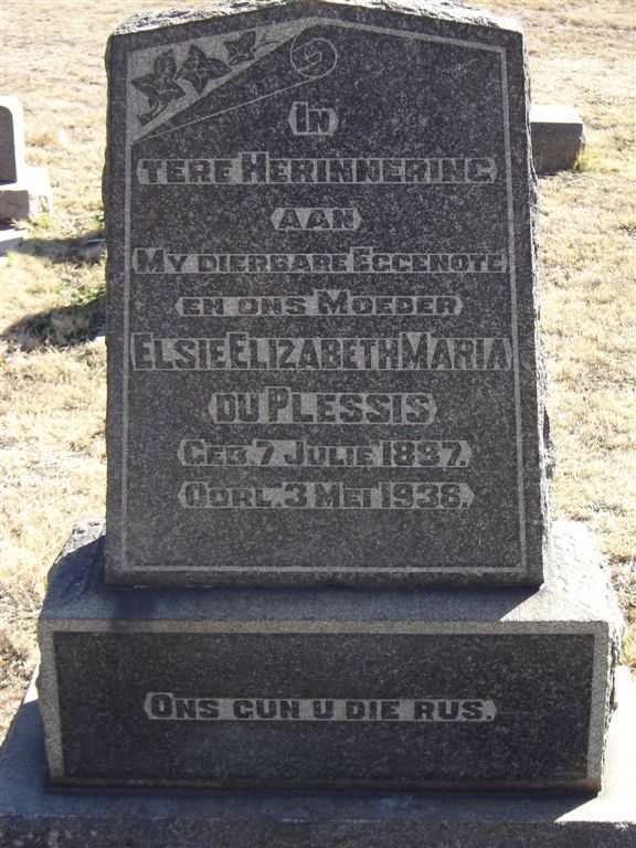 PLESSIS Elsie Elizabeth Maria, du 1887-1938