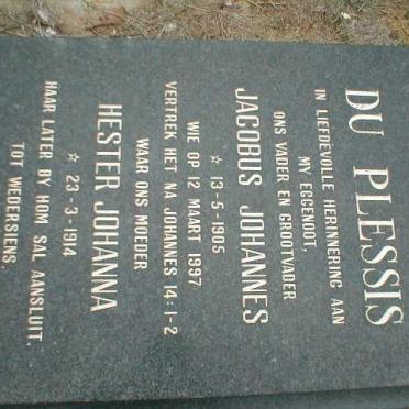 PLESSIS Jacobus Johannes, du 1905-1997 &amp; Hester Johanna 1914-