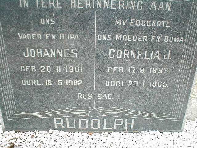 RUDOLPH Johannes 1901-1982 &amp; Cornelia J. 1893-1965