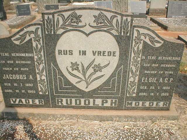 RUDOLPH Jacobus A. 1892-1965 &amp; Elsie A.C.P. 1895-1965