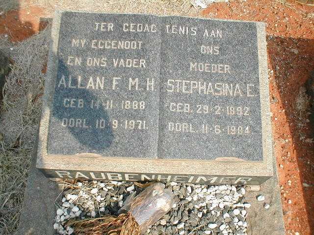 RAUBENHEIMER Allan F.M.H. 1888-1971 &amp; Stephasina E. 1892-1984