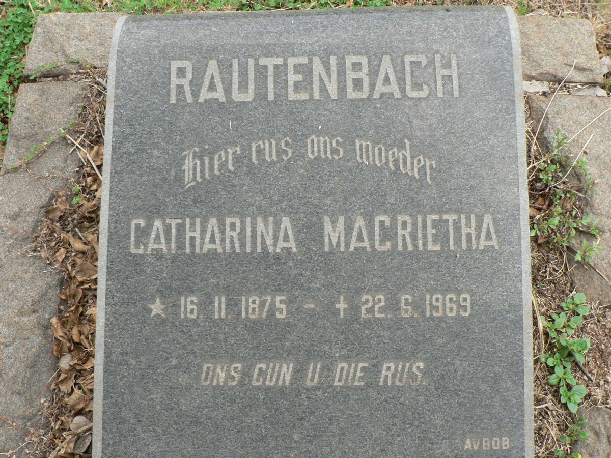 RAUTENBACH Catharina Magrietha 1875-1969