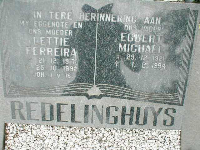 REDELINGHUYS Egbert Michael 1921-1994 &amp; Lettie Ferreira 1917-1992