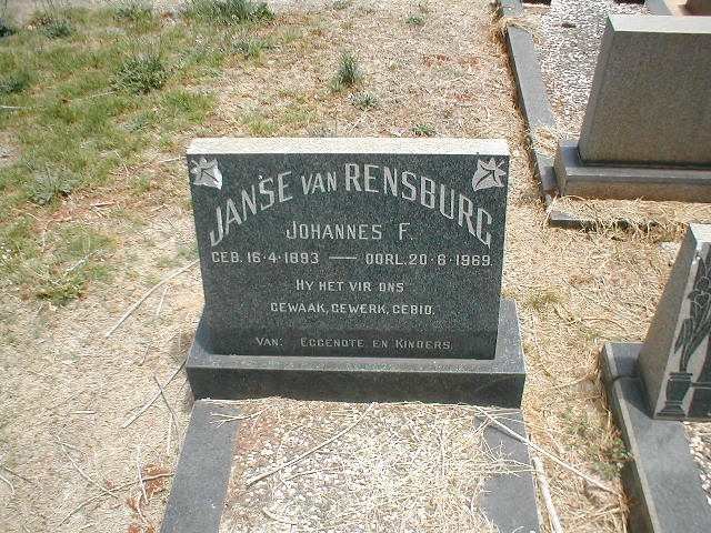 RENSBURG Johannes F., Janse van  1893-1969