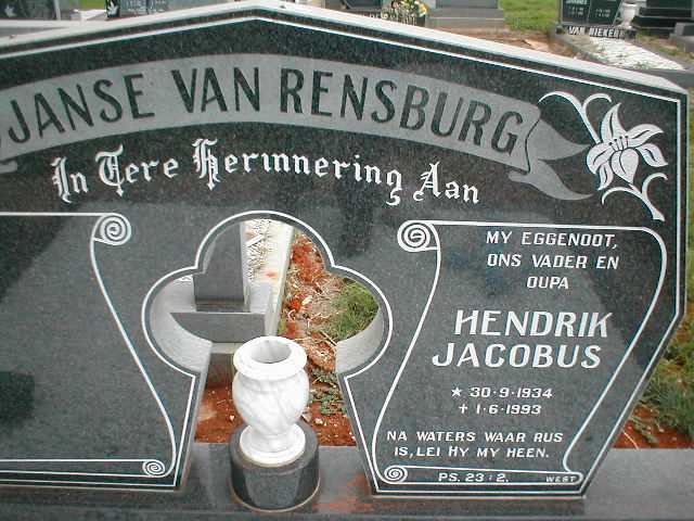 RENSBURG Hendrik Jacobus, Janse van 1934-1993