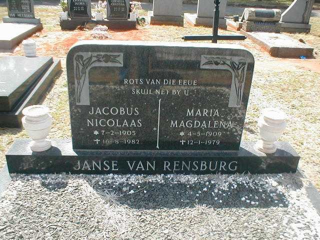 RENSBURG Jacobus Nicolaas, Janse van 1905-1982 &amp; Maria Magdalena 1909-1979