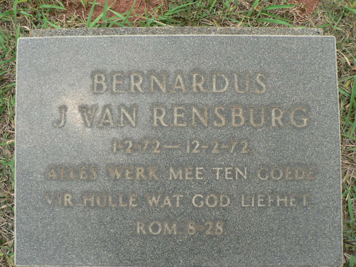 RENSBURG Bernardus, J. van 1972-1972